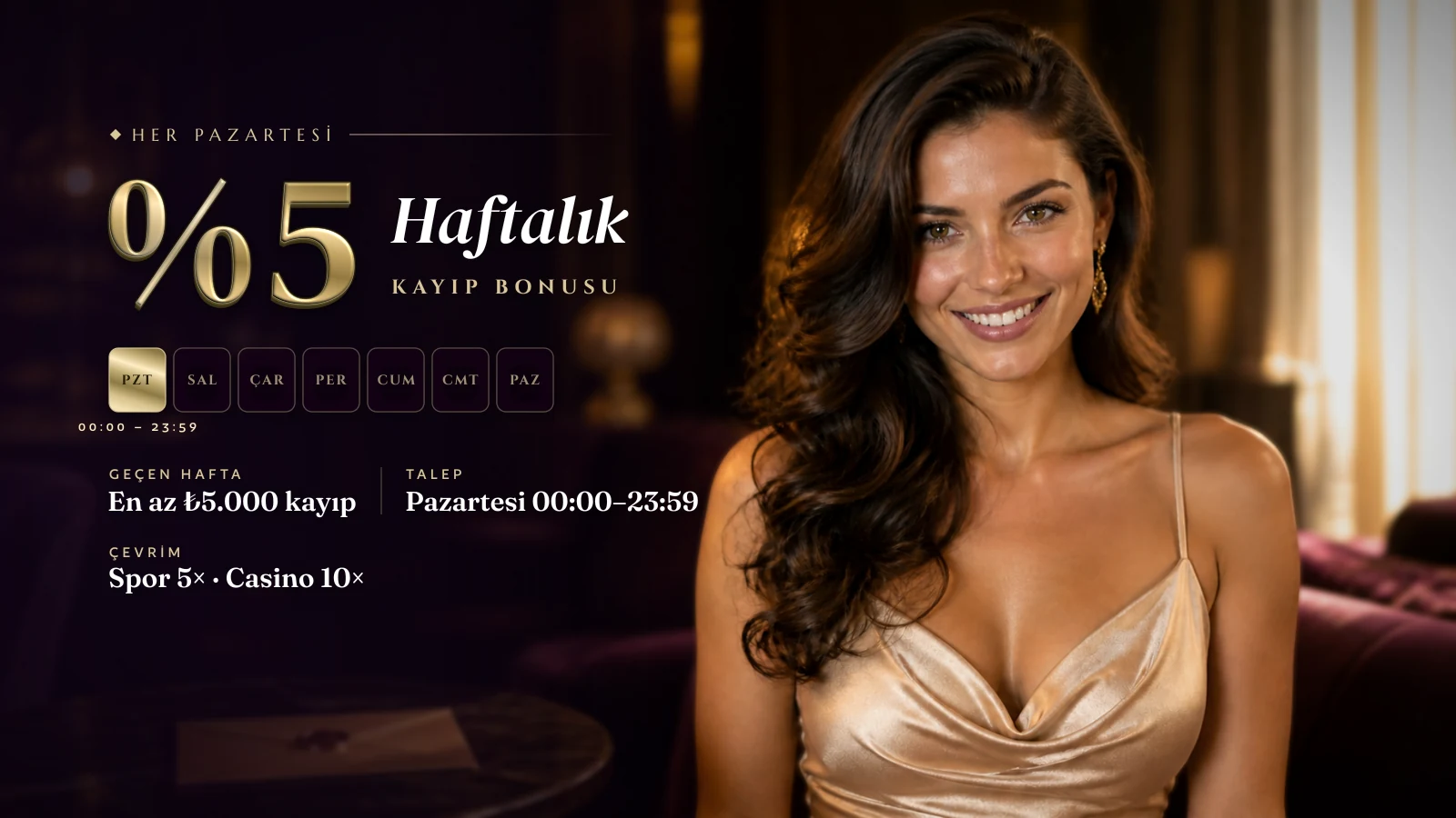%5 Haftalık Kayıp Bonusu